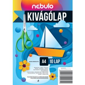 Színes papírok, kivágólapok, A/4, 80g, 10 lap/cs, Nebulo