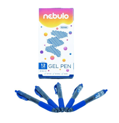 Zseléstoll, 0,5 mm, kék tinta, kék tolltest, Nebulo