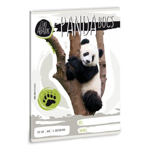 Cuki állatok füzet A/5, vonalas 3.osztály (12-32), panda