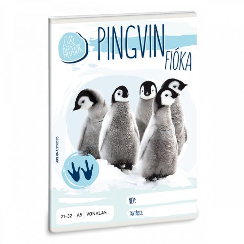 Cuki állatok tűzött füzet A/5, 32 lap vonalas (21-32), pingvin fióka
