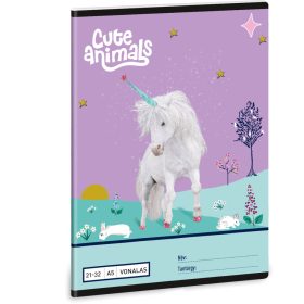   Unikornis tűzött füzet A/5, 32 lap vonalas (21-32), Cute Unicorn