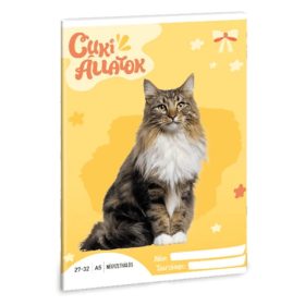   Cuki állatok tűzött füzet A/5, 32 lap kockás, norvég erdei macska