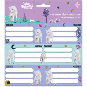 Unikornis füzetcímke 18 db, Cute Unicorn