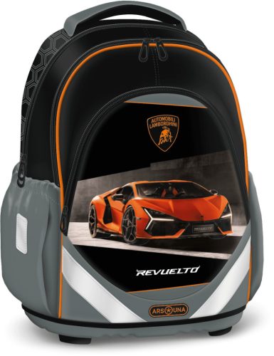 Lamborghini, autós anatómiai iskolatáska, hátizsák, 42x33x22cm, Ars Una, fekete-narancs