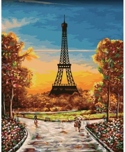 Festés számok szerint, őszi Párizs, 40x50cm