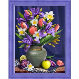 Gyémántfestés szett, tavaszi virágcsokor, 30x40cm