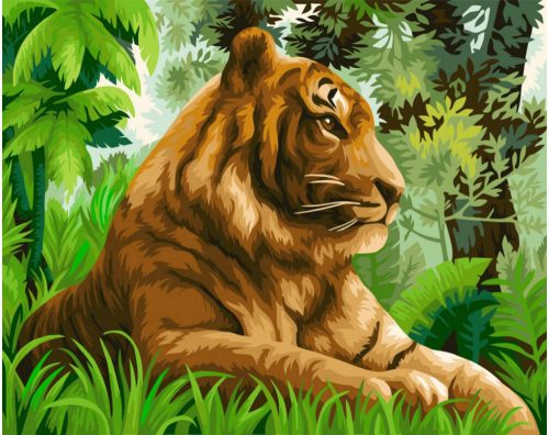 Festés számok szerint, tigris a dzsungelben, 40x50cm