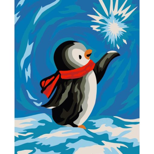 Festés számok szerint, pingvin, 16x13cm