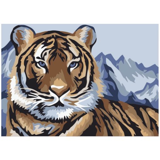 Festés számok szerint, tigris hegyekkel, 16,5x13cm