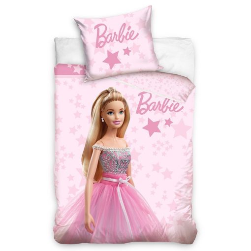 Barbie ágyneműhuzat szett 140x200 cm, rózsaszín csillagokkal