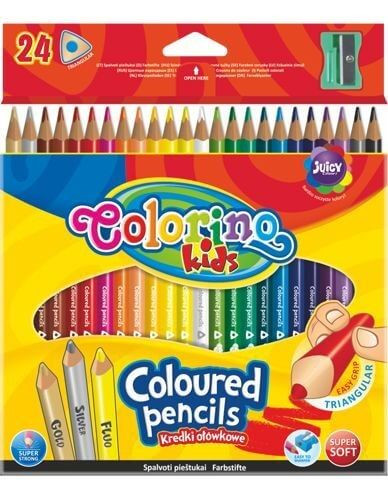 Színes ceruza készlet 24 db-os, hegyezővel, Colorino trio