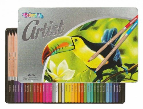 Színes ceruzakészlet 36 db-os, fémdobozos, Colorino Artist, kerek