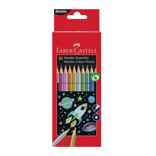 Színes ceruzakészlet 10 db-os, Faber-Castell, hatszög test, metál