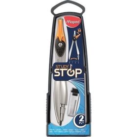   Körző készlet, fém, 2db-os, Maped Study Stop, rögzíthető lábakkal