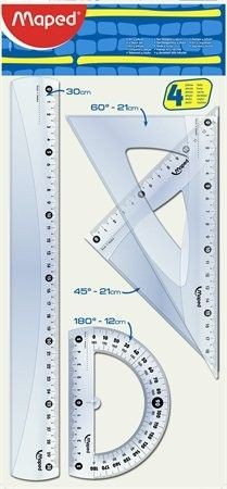 Maped vonalzó készlet, nagy, műanyag, 4 db-os