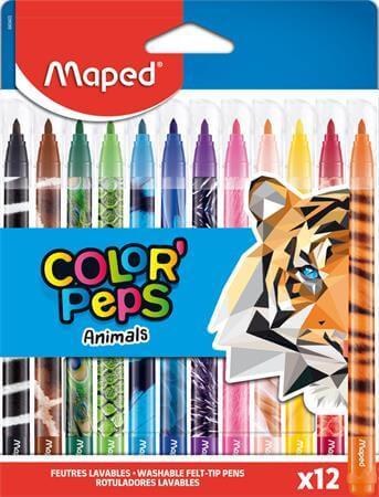 Filctoll készlet 12 db-os, 2,8 mm, kimosható, Maped Color Peps Animals