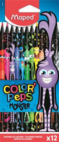 Színes ceruzakészlet 12 db-os, Maped Color Peps Monster, háromszög test