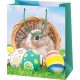 Húsvéti ajándéktáska 23x18x10cm, közepes, nyuszi kosárban és színes tojások