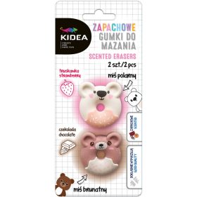   Illatos radír szett, 2 db / csomag, jegesmedve és barnamaci (eper és csokoládé illat), Kidea