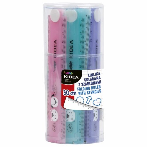 Állatos vonalzó, 30cm (2x15 cm), 3 féle színben, Kidea, 1 db