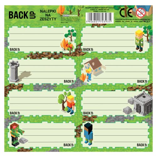 Minecraft mintás füzetcímke 8 db/ív, A61