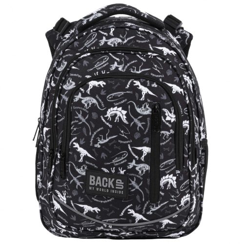 Dinoszaurusz hátizsák, 4 rekeszes, 42 cm, BackUp, 2022, fekete