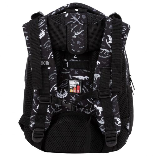 Dinoszaurusz hátizsák, 4 rekeszes, 42 cm, BackUp, 2022, fekete