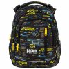 Fiús hátizsák, iskolatáska, 3 rekeszes, 39x27x20cm, BackUp, 2025, R50, fekete-sárga, Cyber Attack
