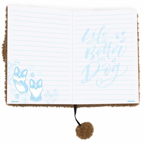Kutyás napló kulccsal, plüss, 15x22cm, Kidea