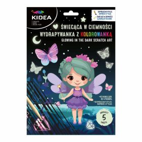   Képkarcoló és színezhető lapok matricákkal, foszforeszkálós, tündérek, Kidea