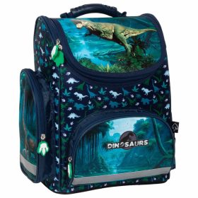   Dinoszaurusz ergonomikus iskolatáska 37x27x16cm, DN19, kék-zöld