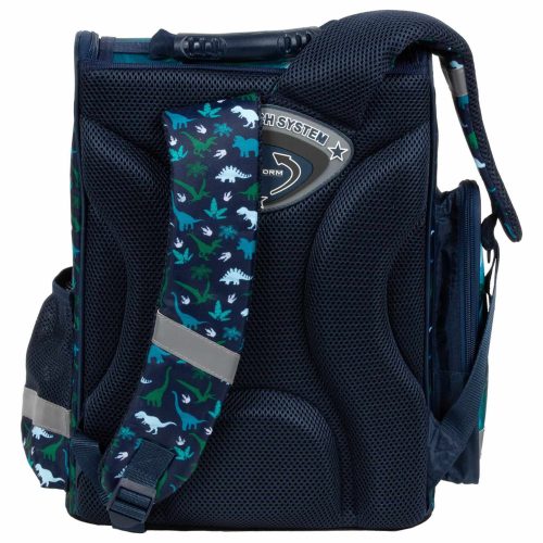 Dinoszaurusz ergonomikus iskolatáska 37x27x16cm, DN19, kék-zöld