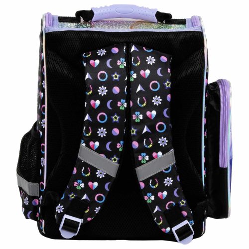 Unikornis ergonomikus iskolatáska 37x27x16cm, JR15, lila-fekete