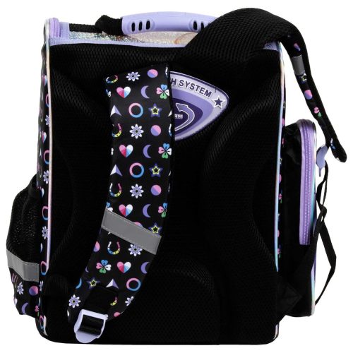 Unikornis ergonomikus iskolatáska 37x27x16cm, JR15, lila-fekete