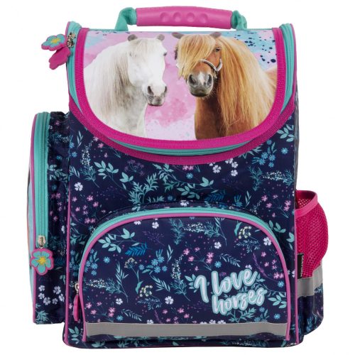 Lovas ergonomikus iskolatáska 37x27x16cm, KO23, rózsaszín-kék
