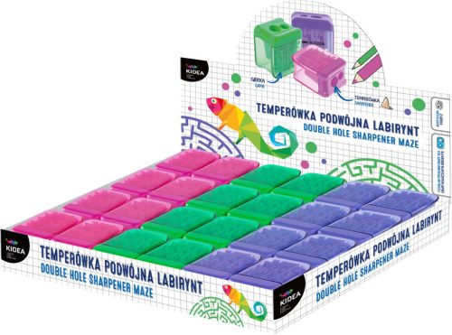 Hegyező, tartályos, 2 lyukú, labirintusos golyópályával, Kidea