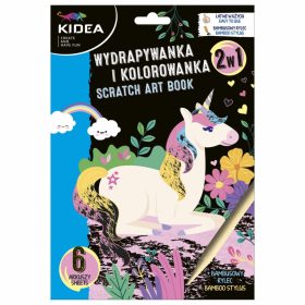   Képkarcoló és színezhető lapok, 6 lapos, unikornis, Kidea