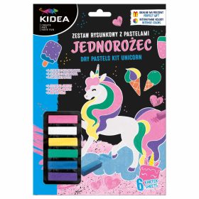   Pasztellkréták színezhető lapokkal, 6+6 db, Kidea, unikornis
