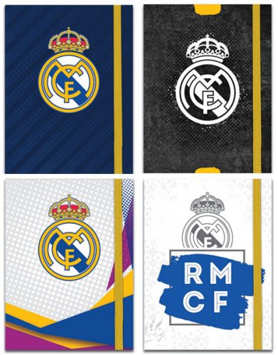 Real Madrid napló gumis pánttal, 13x10cm, 4 féle minta