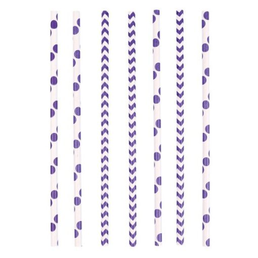 New Purple papír szívószál 24 db-os szett