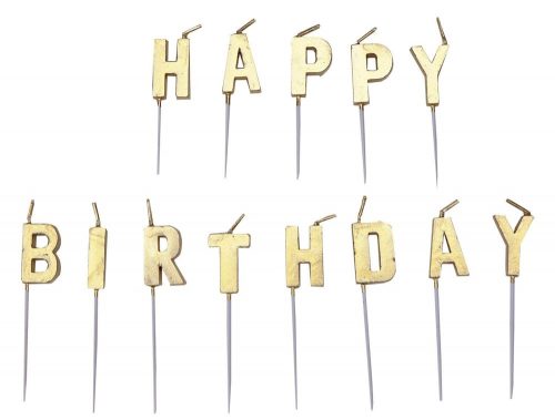 Happy Birthday Gold tortagyertya, gyertya szett 13 db-os