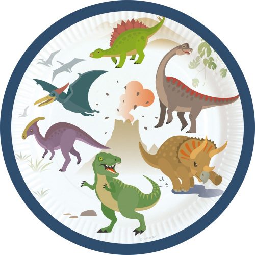 Dinoszaurusz papírtányér 8 db-os 18 cm