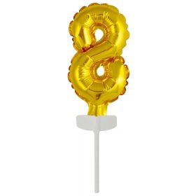 Arany Gold 8-as szám fólia lufi tortára 13 cm