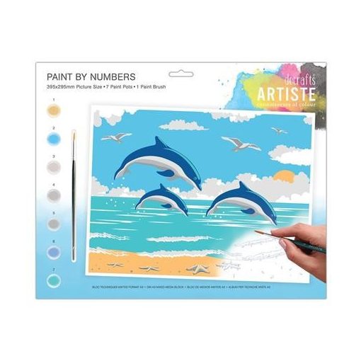 Festés számok szerint gyerekeknek, 30x40cm, delfinek