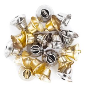   Harangok, csengők, fűzhető, 20 db/csomag, 26mm-es, arany és ezüst színű