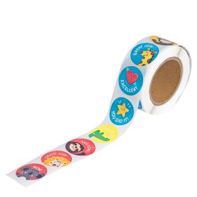   Motivációs matricakészlet tekercsen, 2,5 cm széles, figurák angol feliratokkal, 500 db-os