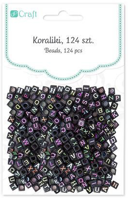 Betű gyöngyök, fekete kocka, 124 db-os
