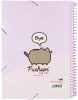 Pusheen cicás bemutató mappa A/4, 30 zsebes, spirál, gumis zárószalaggal, Moments, lila