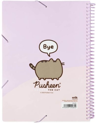 Pusheen cicás bemutató mappa A/4, 30 zsebes, spirál, gumis zárószalaggal, Moments, lila