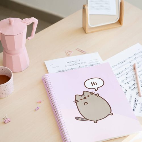 Pusheen cicás bemutató mappa A/4, 30 zsebes, spirál, gumis zárószalaggal, Moments, lila